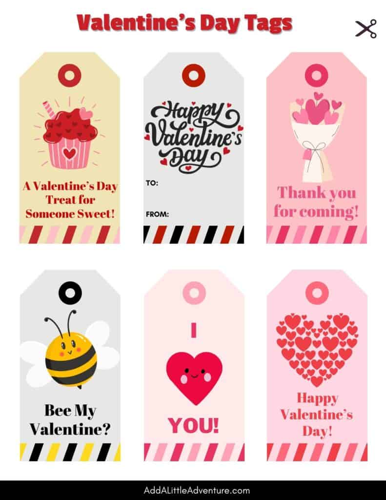 free printable valentine tags - add a little adventure